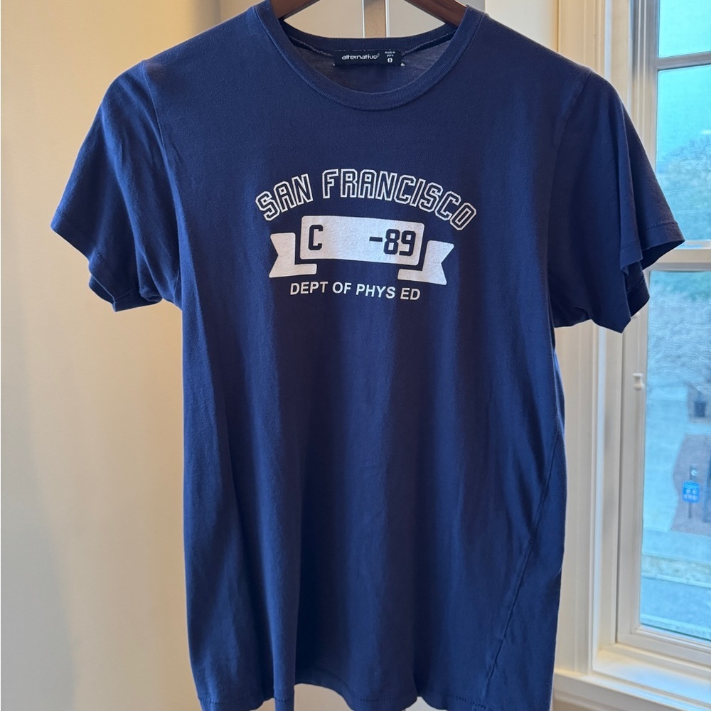 Men’s Navy Blue 100% Pima Cotton San Francisco Graphic T-Shirt, Size Small